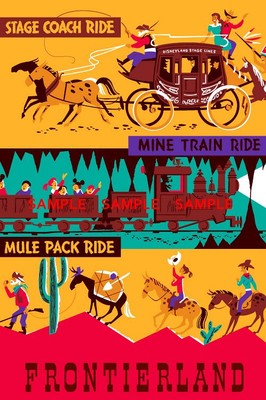Vintage Disney Frontierland 1955 8.5/" x 11/" Poster