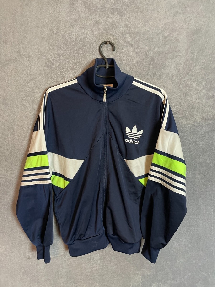 Adidas Vintage Jacket With Zipped Navy Blue Polyester Mens Size 38