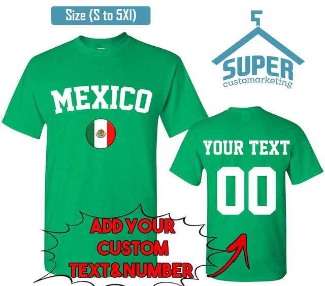 MEXICO World Cup Unisex TSHIRT Jersey Custom Text Number Mexico Flag Tee Shirt F | eBay