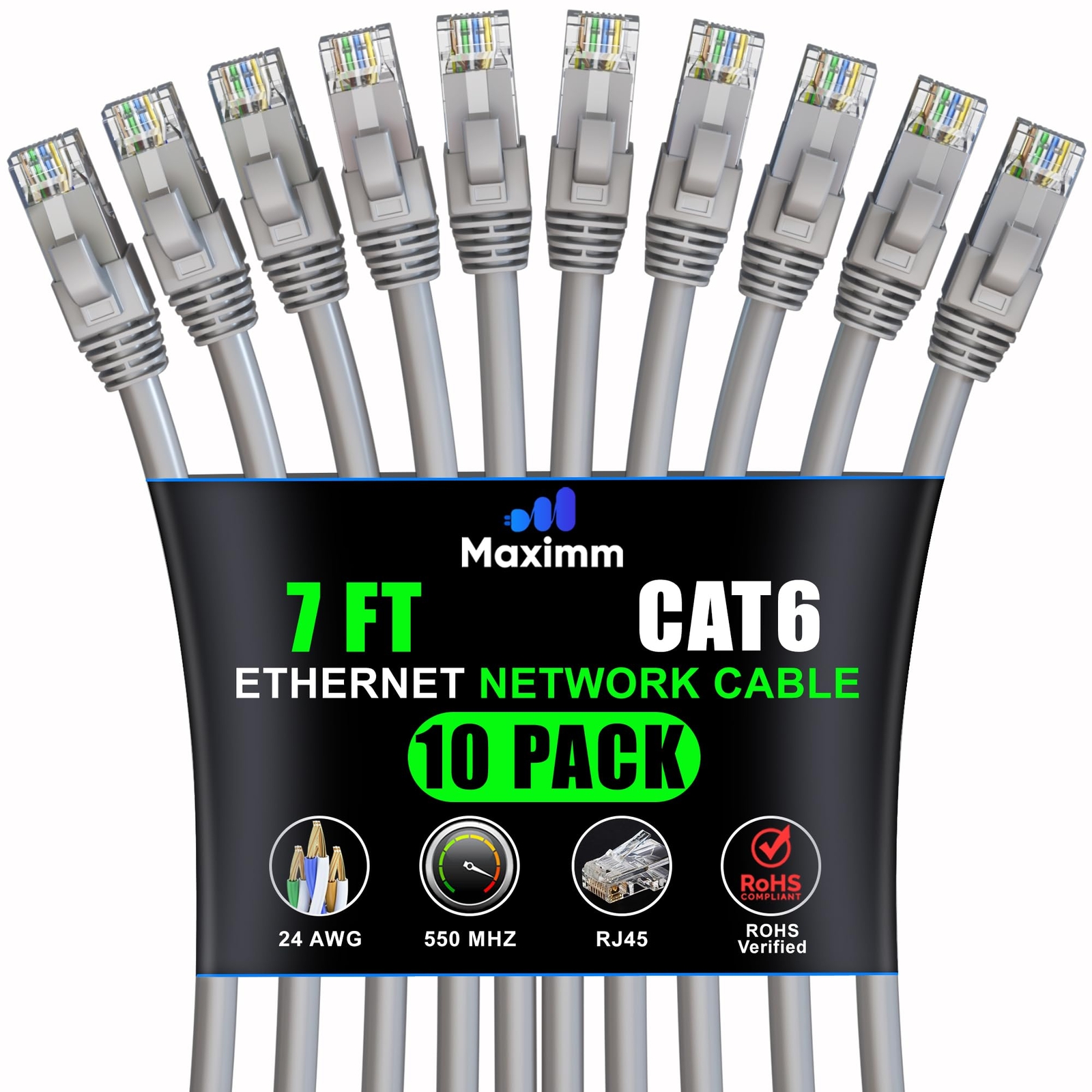 7-Pack 7ft Cat6 Ethernet Cable High-Speed LAN Network Patch Cables-image