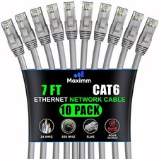 Cat 6 Ethernet Cable 7 ft 10-Pack - High-Speed LAN Cable Internet Cable Patch...