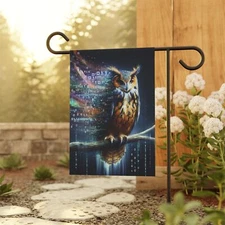 Digital Owl Garden Flag, Futuristic Binary Code Tech-Inspired Outdoor Decor