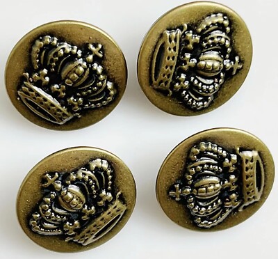4 Pieces Bronze Crown 22mm Metal Button Set for Blazer Coat Jacket