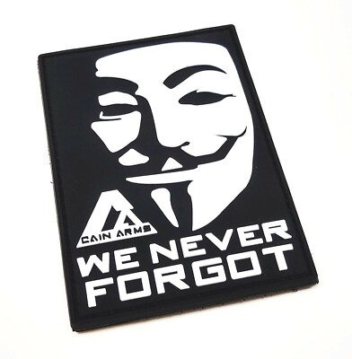 Limited Edition V For Vendetta Guy Fawkes 3x4 PVC Morale Patch Hook & Loop Back