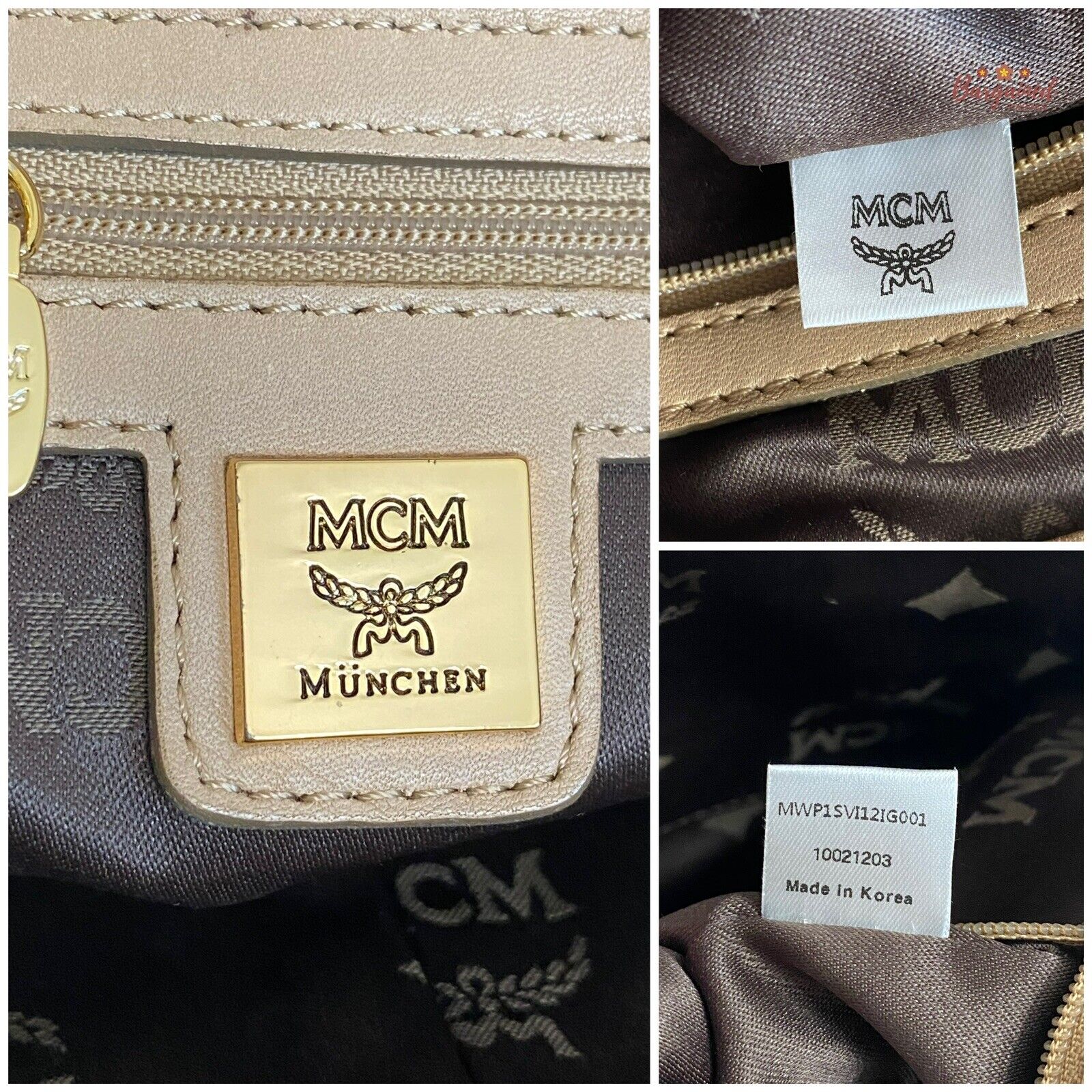 Authentic MCM Visetos Beige Coated Canvas Leather Essentials Shopper ...