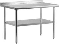 Stainless Steel Work Table, Undershelf & Backsplash, [NSF Certified] for garage