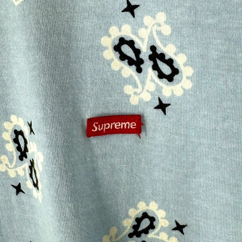 Supreme Blue Bandanna Print Cotton T-Shirt Men's Size Large - Picture 3 of 8