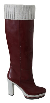 ALBERTO GUARDIANI Schuhe Maroon Leder Mittellange High Heels Stiefel EU36 / U...