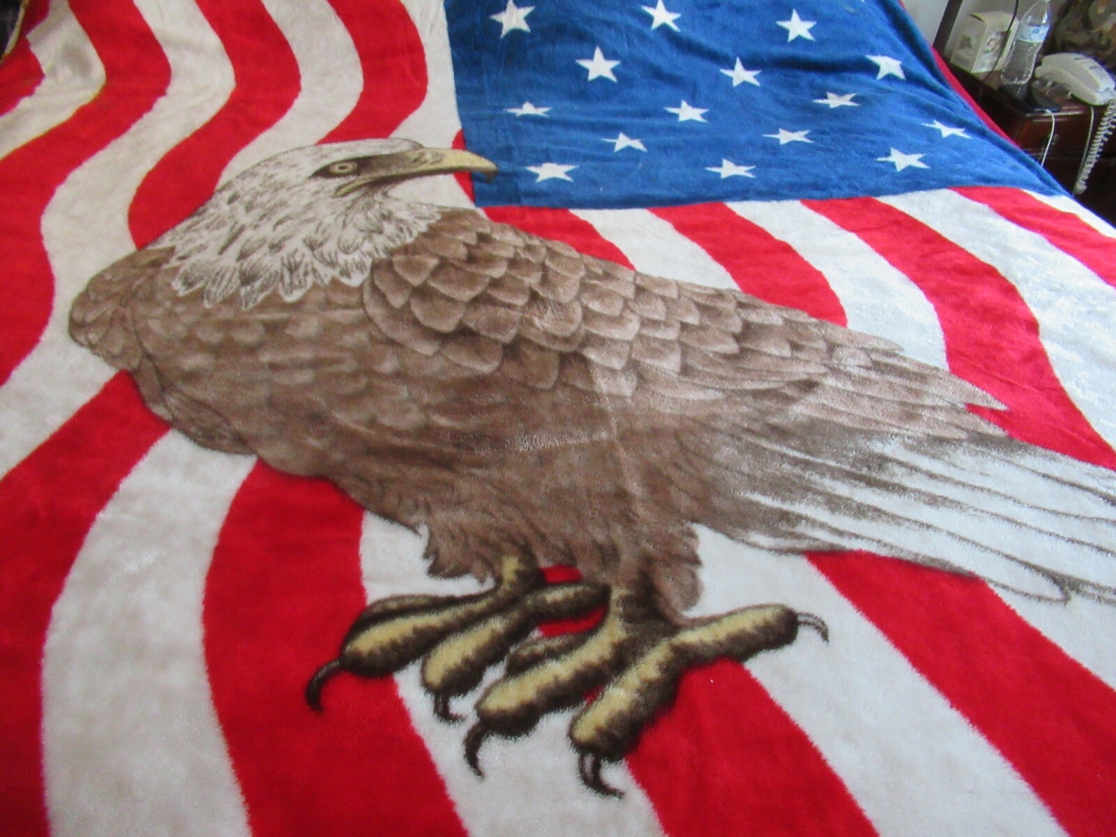 Patriotic blanket red white blue flag eagle blanket s… Gem