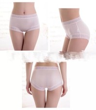 Pure Natural Silk Panties Thin Briefs Lingerie Lace Underwear Knicker Mid Waist