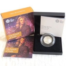 UK 2017 SIR ISAAC NEWTON 50 PENCE SILVER PROOF - boxed/coa/outer