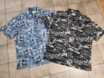 Lot 2 Trader Bay Button Down Shirt Men's M Short Sleeve Tropical Print