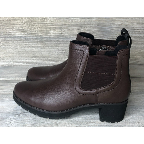 NEW $250 Munro Darcy Bootie Chelsea Boot Brown Tumbled Leather Gore Insert Sz 6M