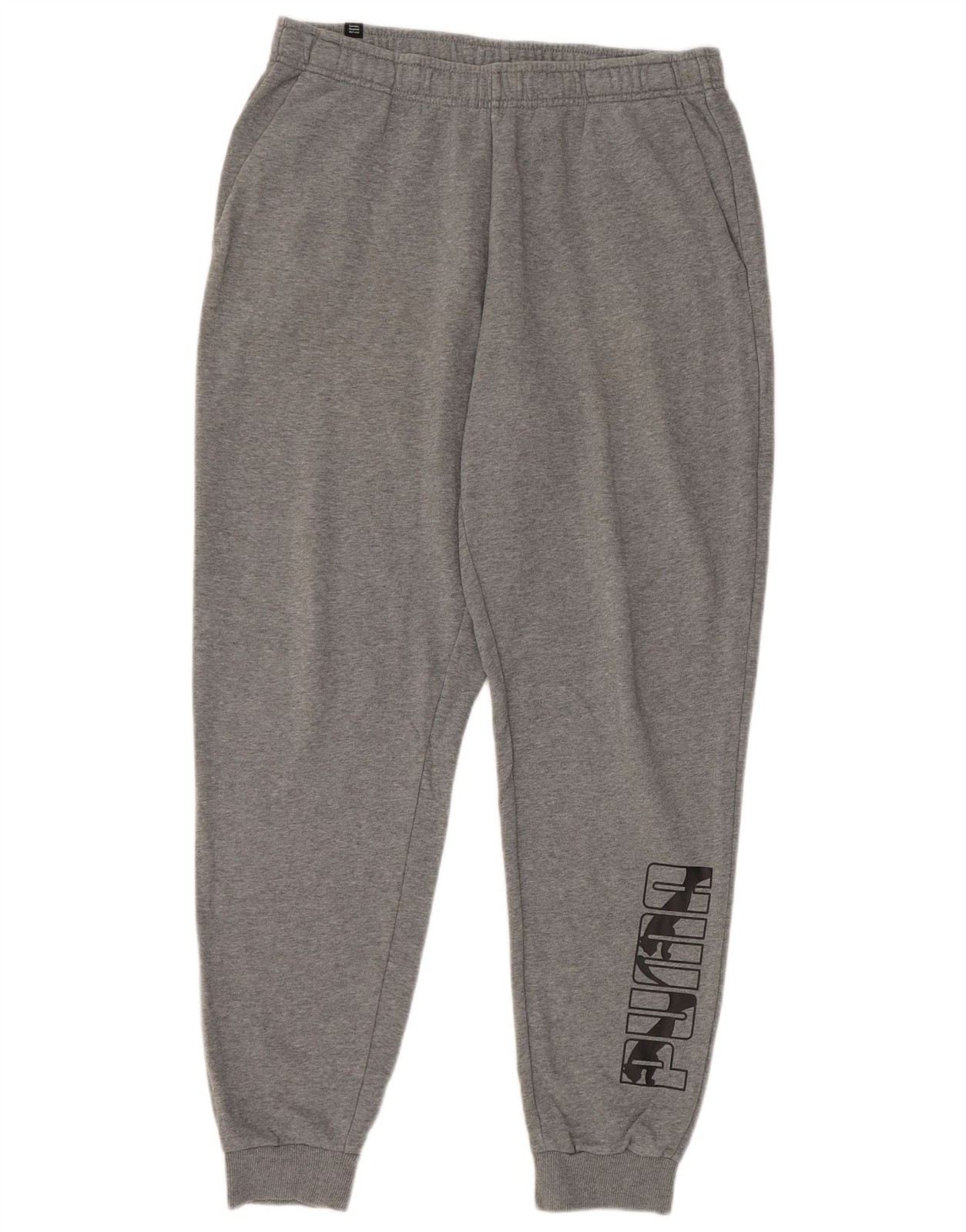 Puma Men's Grey Graphic Joggers - Large, Excellent Condition