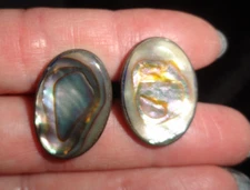 Vintage Alpaca Mexico .925 Silver Abalone Cufflinks