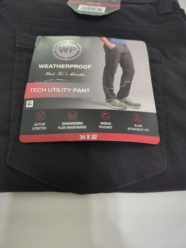 Weatherproof Premium Stretch Tech Utility Pant 34W x 32L Black NWT MSRP $75 - Picture 4 of 11