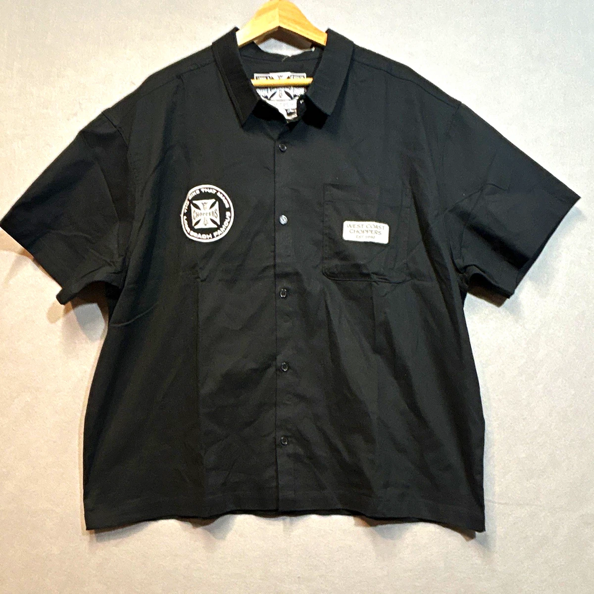 West Coast Choppers Short Sleeve Casual Button-Down Shirts for Men