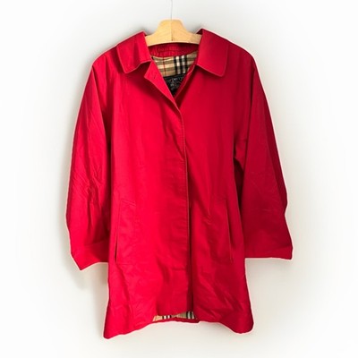 Vintage Burberry Trenchcoat Jacke Rot Damen Medium Nova Check Knopfleiste