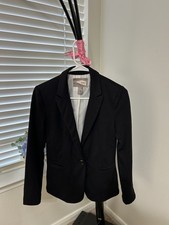 Love21 Women's Black Blazer XS Notch Lapel Lined Single-Breasted One-Button