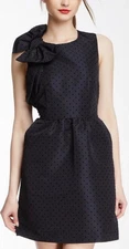 Red Valentino Polka Dot Print Mini Dress Bow Navy Black Sleeveless Cocktail 40 4