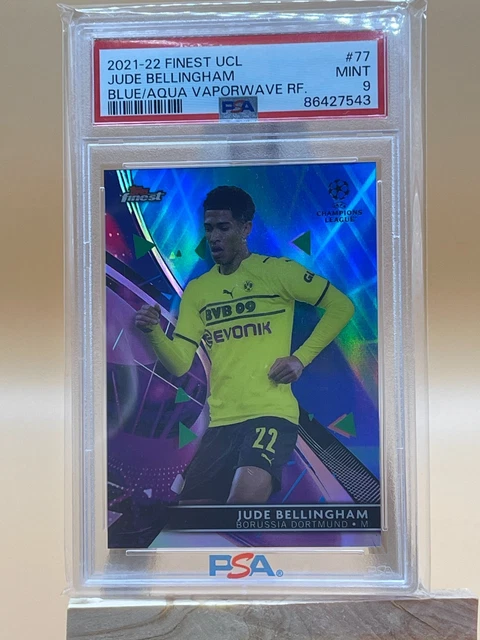 Jude Bellingham 2021-22 Topps Finest UCL Blue/Aqua Vaporware #77 PSA 9 /99