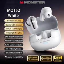 Auriculares Bluetooth Monster MQT52 TWS, Cancelación de Ruido, Estéreo, Juegos