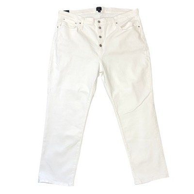 J. Crew Essential Straight Jeans Women's Size 35 White Denim Button Fly NWT