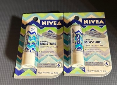 2 Pack Nivea Nourishing Moisture Lip Care 0.17 oz. Limited Edition Design. NEW