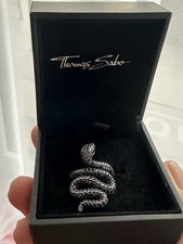 Thomas Sabo Ring Schwarze Schlange Damenring 925 Sterling Silber, neuwertig 