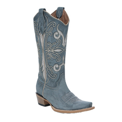 Circle G Corral Ladies Blue Western Embroidery Snip Toe Boot L6275