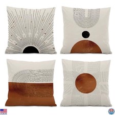 Chic Abstract Minimalist Throw Pillow Covers - Set of 4 Geometric Sun 18x18
