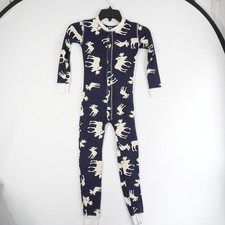 Lazy One Kids Size 6T Navy Moose Print Cotton Pajama Union Suit Snug Fit