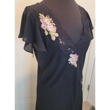 VTG Oscar de la Renta Pink Label Black Maxi Slip Dress L
