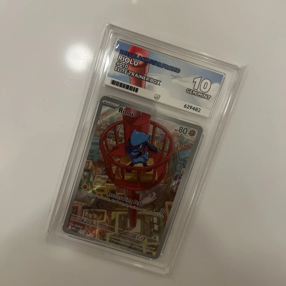 Riolu 010 - Ace 10 Black Star Promo Mega Evolutions Pokemon TCG Ace Graded - 10  - Image 2 of 3