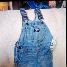 OshKosh B'gosh Baby Denim Bib Overalls Blue 18-24 Months Pockets Adjustable