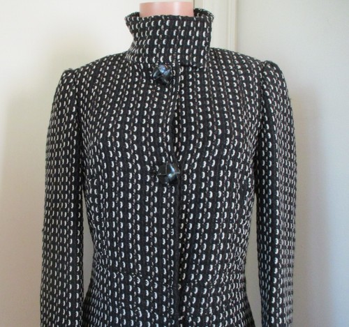 CNC COSTUME NATIONAL WOOL BLEND BLACK WHITE METALLIC TWEED COAT, SIZE 30/44 MED) - Picture 3 of 15