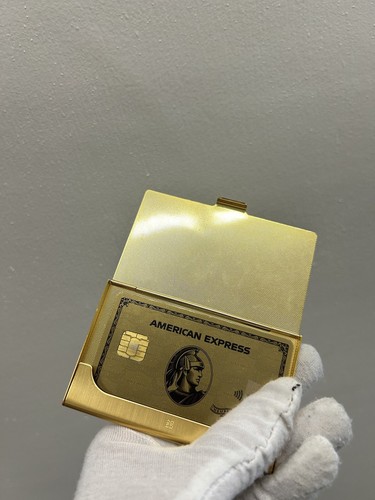 GIVENCHY Metal Card Case Wallet Navy Gold Color Used from Japan - Picture 5 of 5