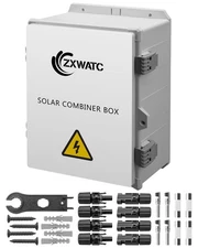Solar PV Combiner Box 6 String, Upgraded 25A Fuse & 125A Circuit Breaker, Sup...
