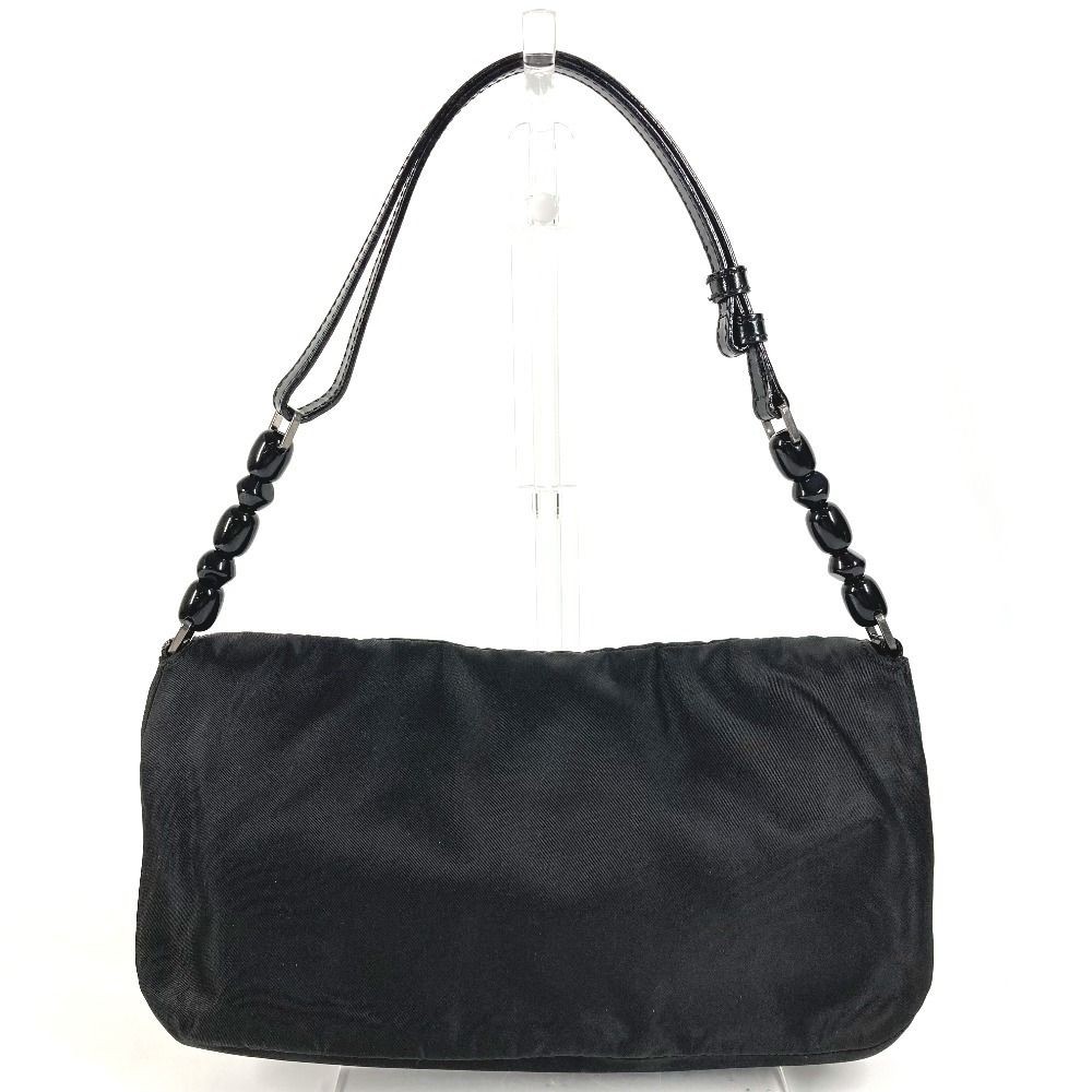 Christian Dior Malice Pearl Logo Nylon Shoulder Bag Black with