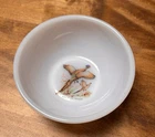 VTG Fire King Milk Glass Oatmeal/Cereal Bowl Ring Necked Pheasant Game Bird USA
