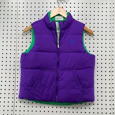 Polo Ralph Lauren Down Puffer Vest Reversible Youth Large 14/16 Purple Green