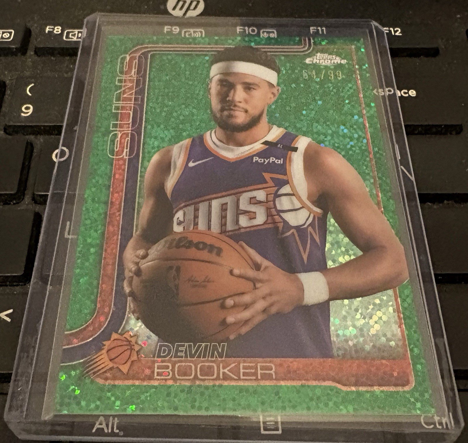 2025-26 Topps Chrome Devin Booker Green Speckle Image Variation /99 SSP SUNS