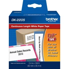 Brother Genuine, DK-2205 Continuous Paper Label Roll, Cut-to-Length Label, 2....