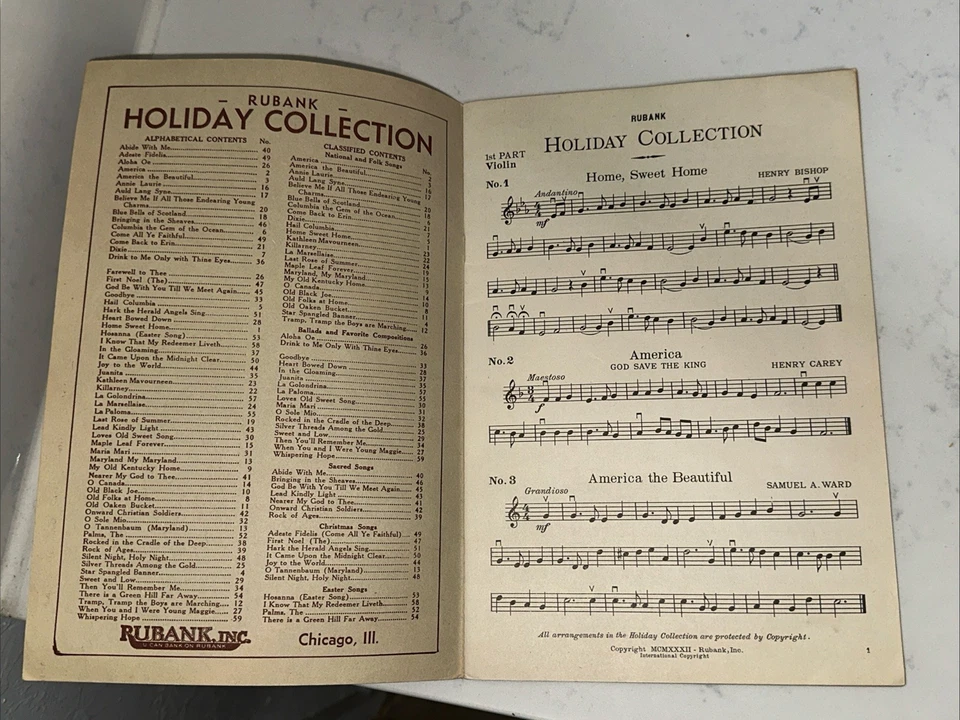 Rubank Holiday Collection (Solo, Duet, Trio, Quartet) - 1932 1st Violin - Image 3 of 4