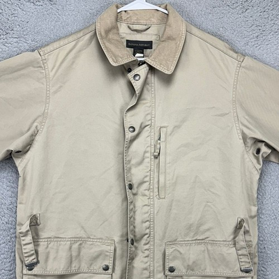 #ad #ad Banana Republic Overcoat Mens Medium Beige Barn Chore Coat Corduroy Collar EUC $42.75