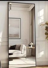 Antok 58"x18" Black Full Length Floor Standing Mirror Freestanding