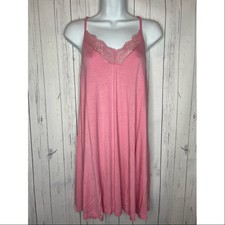 Ekouaer Women s Size Small Pink Chemise Nightgown V-neck Lace Trim Nightie