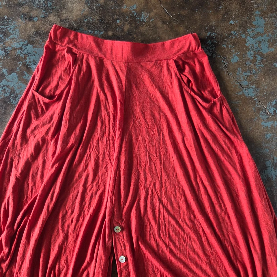 Chalet et Ceci 短可调式裤子裙子 M 码橙色 Lagenlook 竹 — 第 2/4 张图片