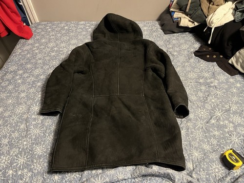 Vintage Marithe Francois Girbaud Shearling Suede Jacket Coat Black Size 38 XL? - Picture 4 of 12