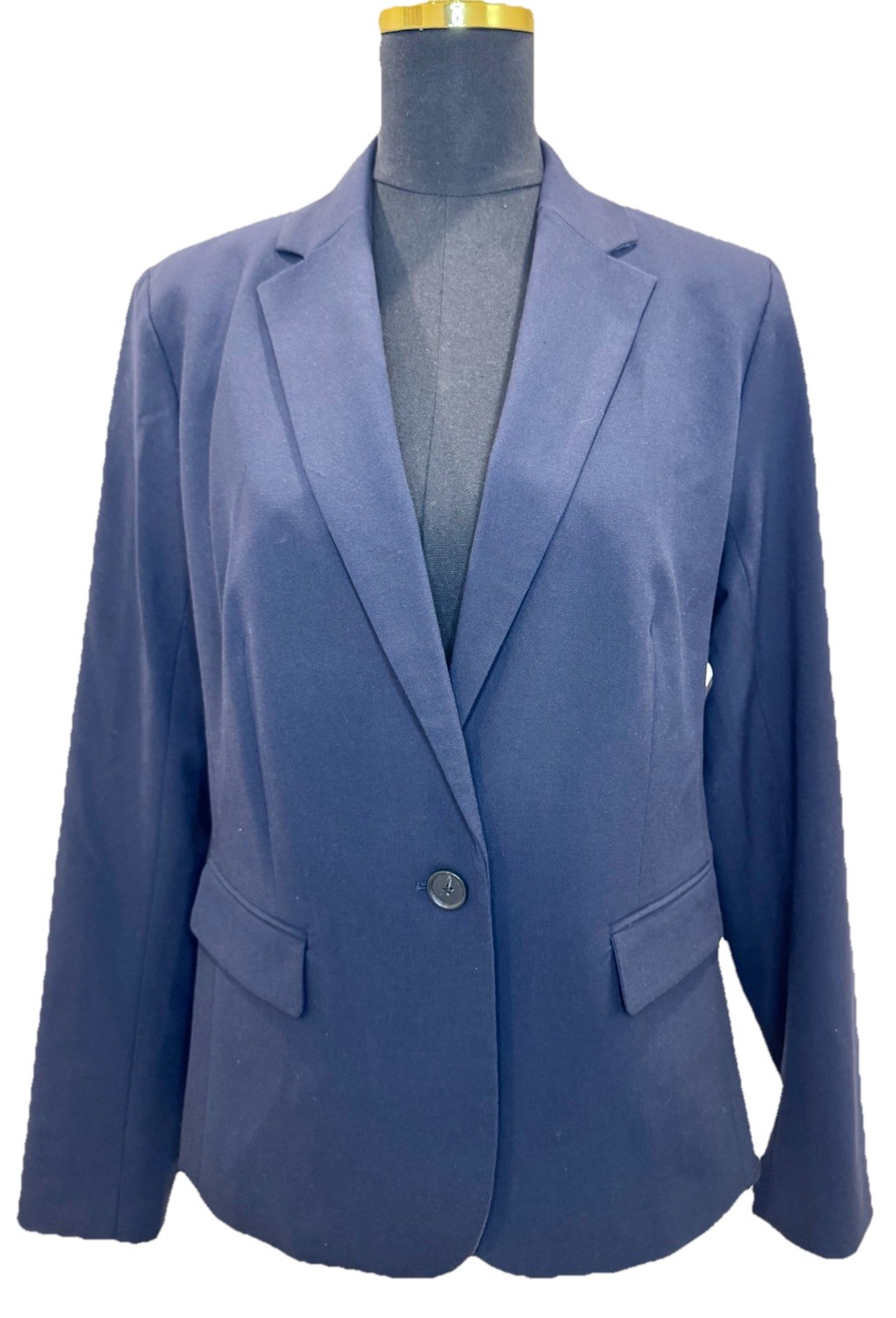 Ann Taylor Women’s 8 Tall Navy Blue One-Button Blazer Stretch Lined Career